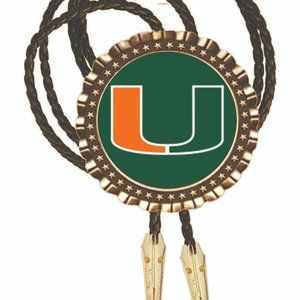 University of Miami Bolo Tie All Metal Necktie Photo Art Hand Made New All Brass